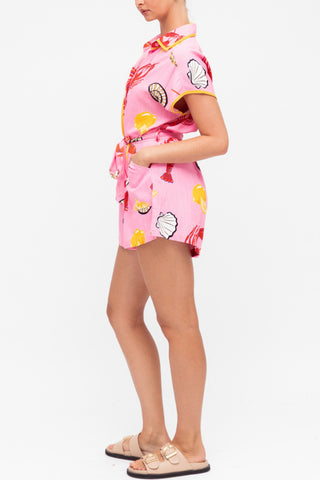 Tie-Waist Printed Romper