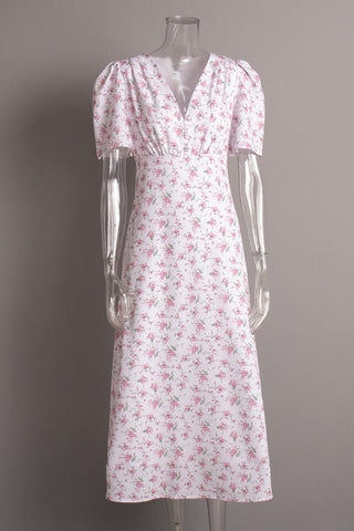 V-Neck Floral Midi Dress