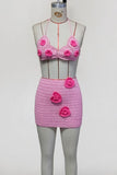Crochet Heart Bikini Skirt Set