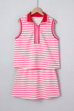 Striped Skirt Set with Polo Top