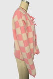 Checkered Tie-Front Cardigan