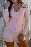 Zip-Front Long Sleeve Short Set