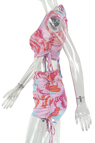 Abstract Print Two-Piece Skirt Set