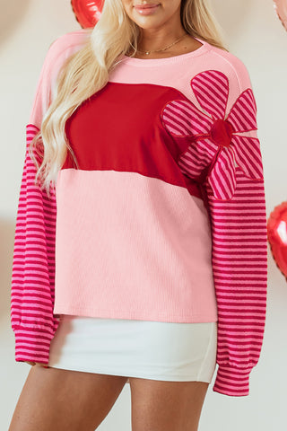 Floral Patch Striped Sleeve Top