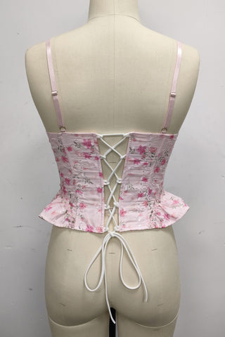 Floral Peplum Corset Tank Top