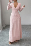 Elegant Maxi Dress with V-Neckline