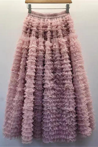Ruffled Midi Casual Skirt