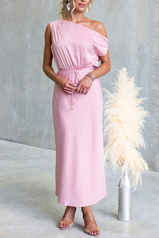 Elegant One-Shoulder Casual Dress