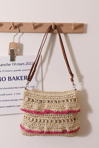 Woven Shoulder Bag with Leather Strap