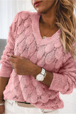 V-Neck Textured Knit Sweater