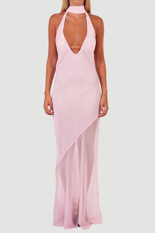 Halter Neck Polka Dot Maxi Dress