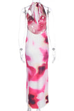 Halter Neck Floral Maxi Dress