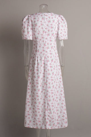 V-Neck Floral Midi Dress