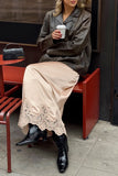 Lace Trim Maxi Skirt