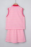 Striped Skirt Set with Polo Top