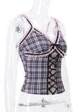 Lace-Up Plaid Camisole