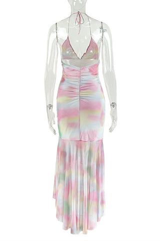 Halter Ruched Midi Dress