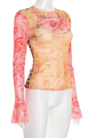 Abstract Patterned Long Sleeve Blouse