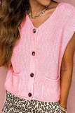 Button-Front Sleeveless Cardigan