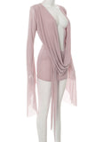 Draped Deep V-Neck Casual Dress