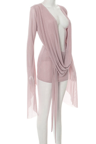 Draped Deep V-Neck Casual Dress
