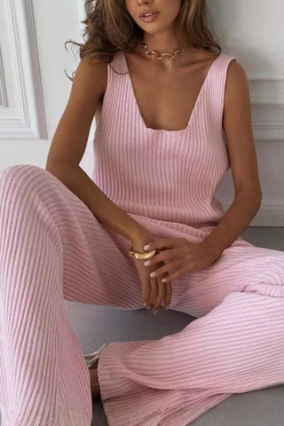 Sleeveless Wide-Leg Suit Set