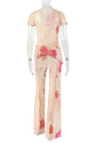 Floral Print Wide-Leg Pants Set