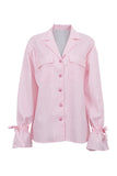 Button-Down Blouse with Tie Sleeve Detail
