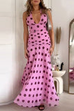 Polka Dot Maxi Dress with Flowy Silhouette