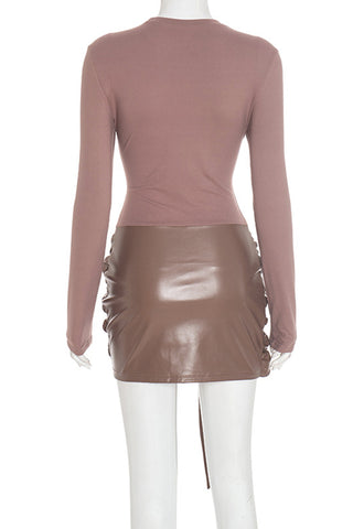 Long-Sleeve Tie-Front Casual Dress