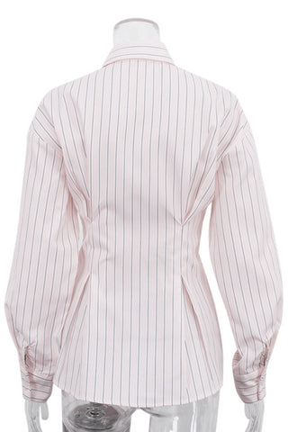 Striped Button-Front Shirt with Tie