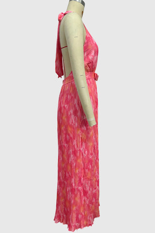 Halter Neck Pleated Maxi Dress