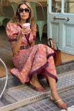 Wrap-Front Puff Sleeve Casual Dress