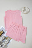 Mint Green 2 Pieces Mineral Wash Cotton Tank Top Lined Split Skirt Set