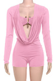 Draped Front Long Sleeve Romper