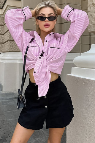 Oversized Striped Button-Down Shirt