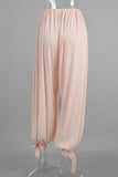 Elastic Waist Casual Tie Hem Pants