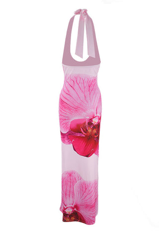 Halter Neck Floral Maxi Dress