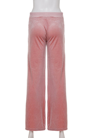 Wide-Leg Casual Pants with Butterfly Detail