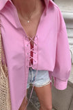 Lace-Up Front Blouse