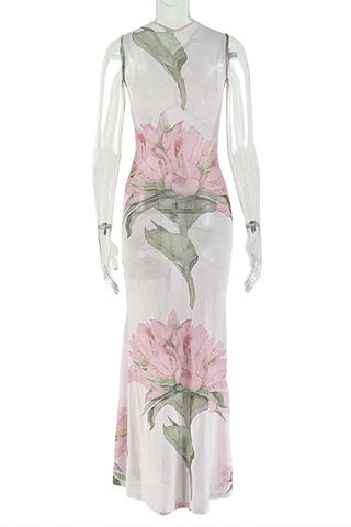 Floral Sleeveless Casual Maxi Dress