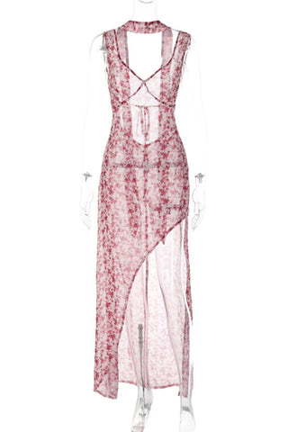 Lace-Up Floral Casual Dress