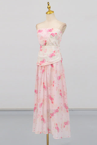 Strapless Floral Maxi Dress