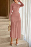 Elegant Ruched Casual Midi Dress