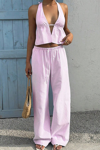 Halter Top and Wide-Leg Pants Set