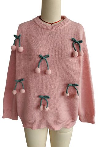 Playful Cherry-Embellished Sweater