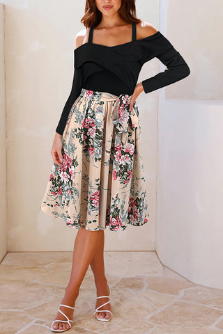 Off-Shoulder Floral Midi Dress