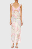 Cut-Out Floral Dress with Lace Trim