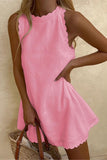 Scalloped Hem Sleeveless Casual Dress