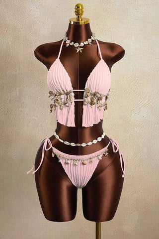 Chic Shell-Embellished Bikini Set